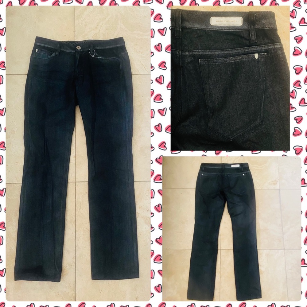 Elie Tahari Black Thin Denim Jeans Antoniette 30Wx30L